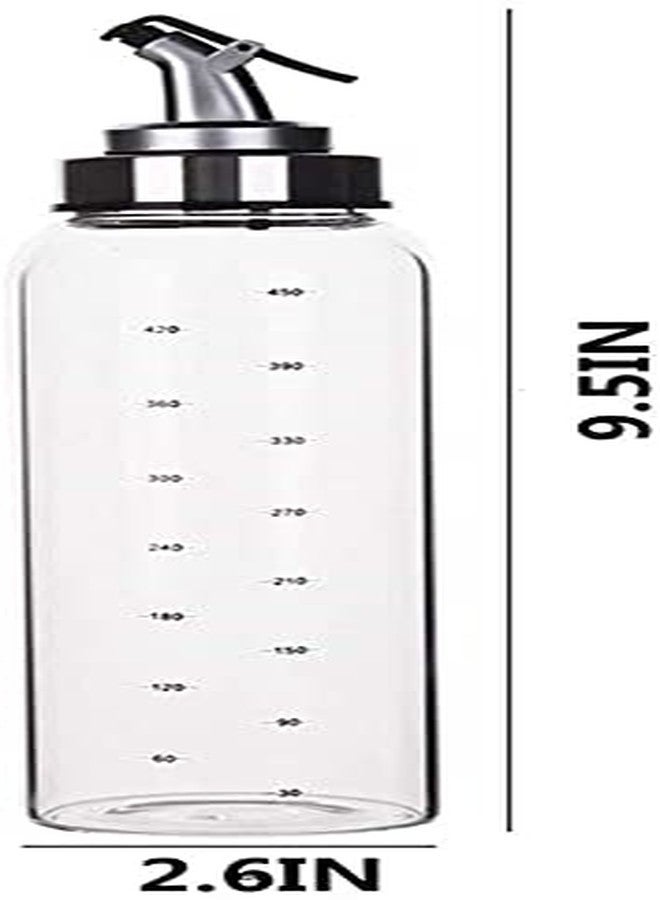 we3 Olive Oil Dispenser Cruet Stainless Steel Pour Spout, Glass Cooking Oil Vinegar Measuring Dispenser Set for Kitchen and BBQ (450ml Pack of 2) - Image 2